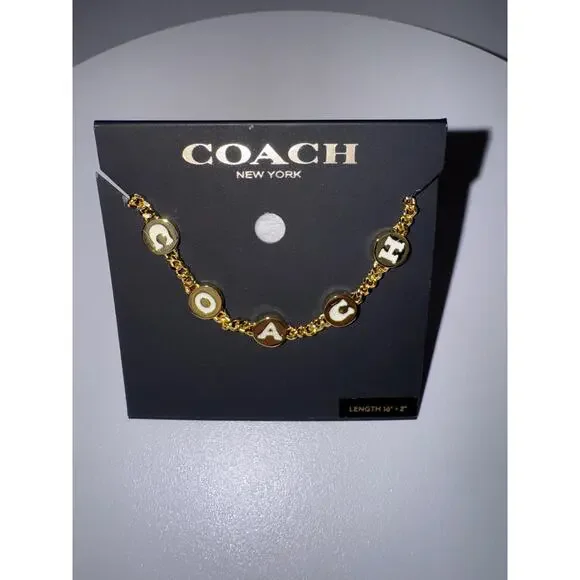 Coach Enamel Gold Chain Necklace Coach Letter
Charms NWT - Picture 7 of 10